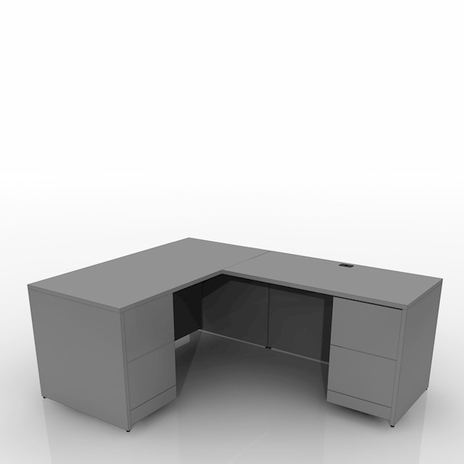 Desk 30"W x 66"D Single Pedestal On Left, Hanging Box /File Drawers