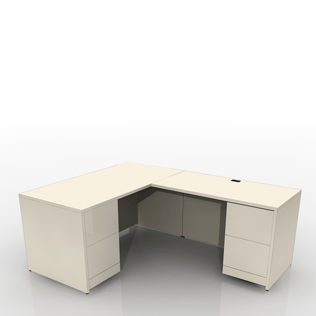 Desk 30"W x 66"D Single Pedestal On Left, Hanging Box /File Drawers