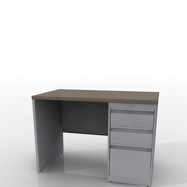 Laminate Top Metal Base Teacher Desk 30"W x 48"D Right Pedestal Chase