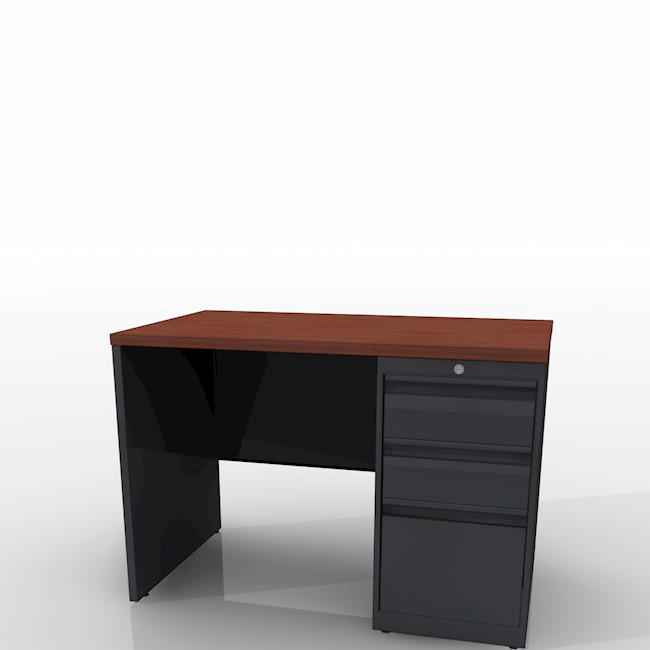 Laminate Top Metal Base Teacher Desk 30"W x 48"D Right Pedestal Chase