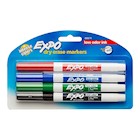 DRY ERASE MARKERS, EXPO, LOW ODOR, FINE TIP, ASSORTED COLORS, 4/CT THUMBNAIL