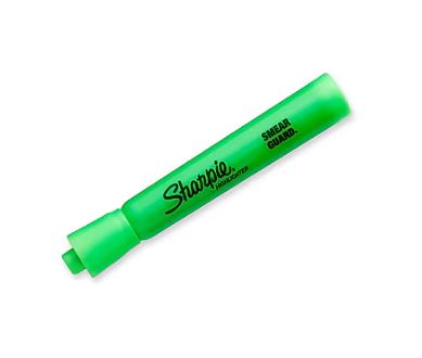 HIGHLIGHTERS, SHARPIE, TANK, CHISEL TIP, GREEN, 12/CT LARGE