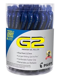 PENS, PILOT G2, RETRACTABLE, FINE POINT, BLUE INK, 36/CT MAIN