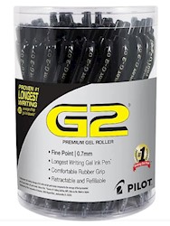 PENS, PILOT G2, RETRACTABLE, FINE POINT, BLACK INK, 36/CT LARGE