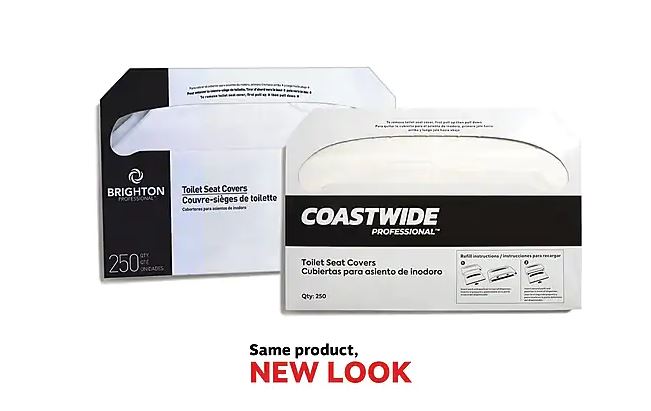 TOILET SEAT COVERS, UNIVERSAL FIT, COASTWIDE PROFESSIONAL, 2500/CT THUMBNAIL