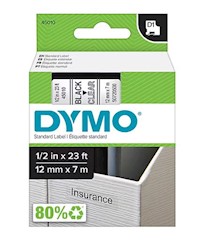 LABEL TAPE, REFILL, FOR LABEL MAKERS DYMO D1 STANDARD 45010, 1/2" X 23', BLACK/CLEAR MAIN