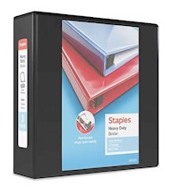 BINDER, 3 RING, VIEW, STAPLES, HEAVY DUTY, 3", D RING, BLACK MAIN