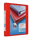 BINDER, 3 RING, VIEW, STAPLES, HEAVY DUTY, 1", D RING, RED THUMBNAIL
