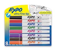 DRY ERASE MARKERS, EXPO, ULTRA FINE TIP, ASSORTED COLORS, 8/CT MAIN