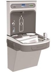 WATER COOLER, BOTTLE FILLING STATION, ELKAY, LIGHT GRAY, REFRIGERATED LARGE
