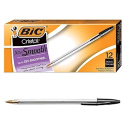 PENS, BALLPOINT, BIC, MEDIUM POINT, BLACK INK, 12/CT LARGE