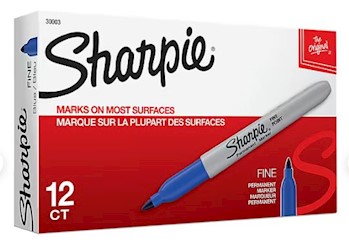 PERMANENT MARKERS, FINE TIP, SHARPIE, BLUE, 12/CT LARGE