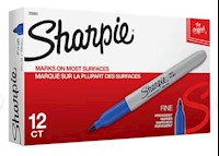 PERMANENT MARKERS, FINE TIP, SHARPIE, BLUE, 12/CT MAIN