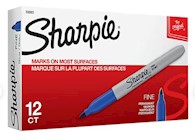 PERMANENT MARKERS, FINE TIP, SHARPIE, BLUE, 12/CT THUMBNAIL