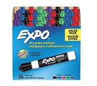 DRY ERASE MARKERS, EXPO, CHISEL TIP, ASSORTED COLORS, 36/PACK MAIN