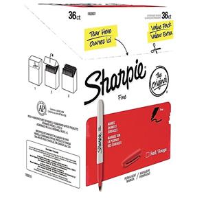 MARKER, SHARPIE, PERMANENT, FINE POINT, RED, 36/PACK LARGE