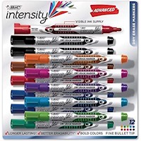 DRY ERASE MARKERS, BIC, FINE BULLET TIP, ASSORTED COLORS, 12/CT MAIN