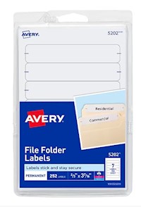 FILE FOLDER LABELS, AVERY, LASER/INKJET, PERMANENT, WHITE, 252 LABELS/CT MAIN