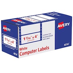COMPUTER LABELS, CONTINUOUS FORM, AVERY, PIN FED, 4" X 1 7/16", WHITE, 5000 LABELS/CT LARGE