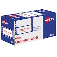 COMPUTER LABELS, CONTINUOUS FORM, AVERY, PIN FED, 4" X 1 7/16", WHITE, 5000 LABELS/CT MAIN