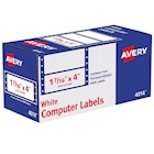 COMPUTER LABELS, CONTINUOUS FORM, AVERY, PIN FED, 4" X 1 7/16", WHITE, 5000 LABELS/CT THUMBNAIL