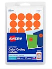 LABELS, COLOR CODING, AVERY, LASER/INKJET, 3/4" DIAMETER, ORANGE, 1008 LABELS/CT THUMBNAIL