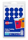 LABELS, COLOR CODING, AVERY, LASER/INKJET, 3/4" DIAMETER, DARK BLUE, 1008 LABELS/CT THUMBNAIL
