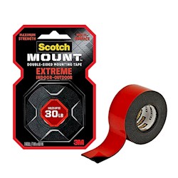 Scotch-Mount Extreme Double-Sided Mounting Tape, 1" x 60", 1 Roll, Black (414P) LARGE