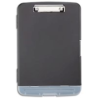 CLIPBOARD, STORAGE, PLASTIC, STAPLES, LETTER SIZE, BLACK MAIN