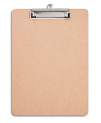 CLIPBOARD, HARDBOARD, STAPLES, LETTER SIZE, BROWN MAIN