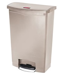 TRASH CAN, RUBBERMAID SLIM JIM, RESIN, FRONT STEP-ON, WHEELS, 24 GALLON LARGE