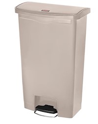 TRASH CAN, RUBBERMAID SLIM JIM, RESIN, FRONT STEP-ON, BEIGE, 18 GALLON MAIN
