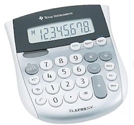 CALCULATOR, 8-DIGIT, TEXAS INSTRUMENTS TI-1795 SV, GREY/SILVER LARGE