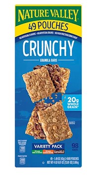 GRANOLA BARS, NATURE VALLEY, CRUNCHY, VARIETY PACK, 49 BARS/CT MAIN