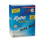 DRY ERASE MARKER, EXPO, LOW ODOR, FINE POINT, BLACK, 36/BOX MAIN