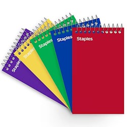 NOTEPADS, COLLEGE RULED, ASSORTED COLORS, 3" X 5", 75 SHEETS/PAD, 5 PADS/CT LARGE