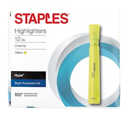 HIGHLIGHTERS, TANK, CHISEL TIP, YELLOW, 12/CT LARGE