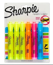 HIGHLIGHTERS, SHARPIE, TANK, CHISEL TIP, ASSORTED COLORS, 6/CT LARGE