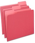 FILE FOLDERS, 1/3 CUT TAB, LETTER SIZE, RED, 100/CT THUMBNAIL