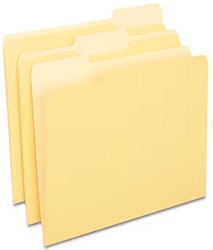 FILE FOLDERS, 1/3 CUT TAB, LETTER SIZE, YELLOW, 100/CT LARGE