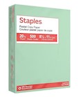 COPY PAPER, STAPLES, 8.5" X 11", RECYCLED, 20 LBS, GREEN, 500 SHEETS/REAM, 10 REAMS/CT THUMBNAIL