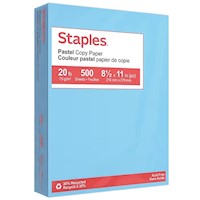 COPY PAPER, STAPLES, 8.5" X 11", RECYCLED, 20 LBS, BLUE, 500 SHEETS/REAM, 10 REAMS/CT MAIN