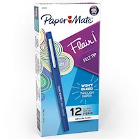 PENS, PAPER MATE, FELT, MEDIUM POINT, BLUE INK, 12/CT MAIN