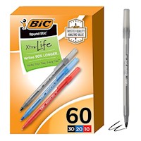 PENS, BALLPOINT, BIC, MEDIUM POINT, ASSORTED COLORS, 60/CT MAIN