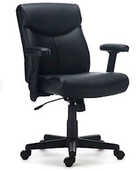 DESK CHAIR, ERGONOMIC, FAUX LEATHER, SWIVEL, BLACK, 275 LB CAPACITY MAIN