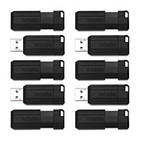 FLASH DRIVES, VERBATIM, 32GB, USB 2.0 TYPE A, BLACK, 10/CT MAIN