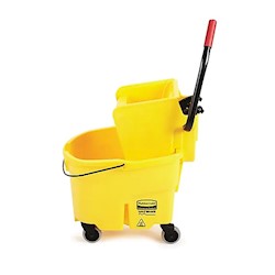 BUCKET & WRINGER, SIDE-PRESS, RUBBERMAID WAVEBRAKE 2.0, YELLOW, 26 QT LARGE