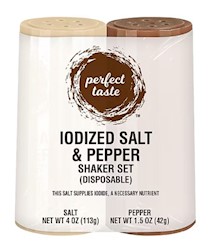 SALT & PEPPER SHAKERS, DISPOSABLE, SUGAR FOODS, PERFECT TASTE, TWIN PACK LARGE