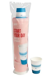 CUPS, PAPER, HOT, PERK, WHITE/BLUE, 12 OZ., 50/CT MAIN