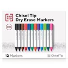 DRY ERASE MARKERS, TRU RED, TANK, CHISEL TIP, ASSORTED COLORS, 12/CT THUMBNAIL